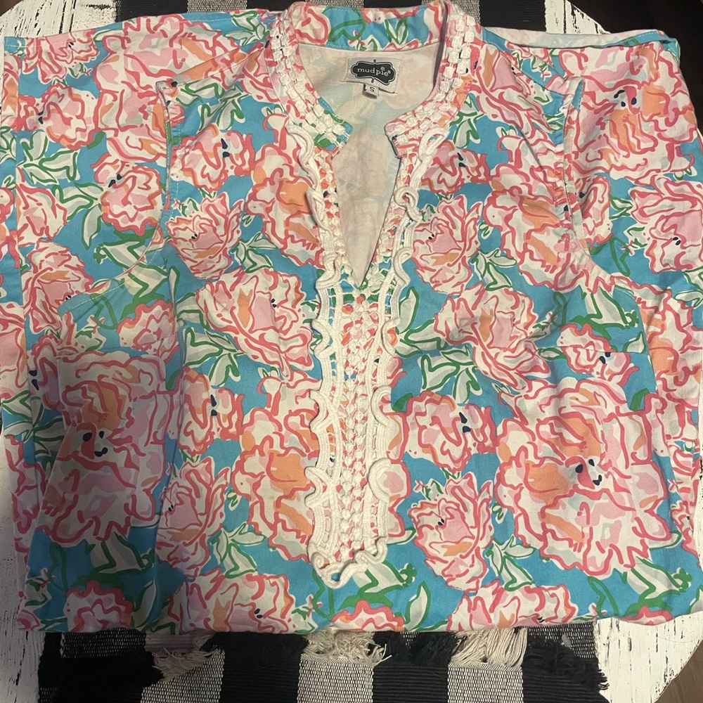 Lilly Pulitzer Women's Floral Top - Blue and Pink